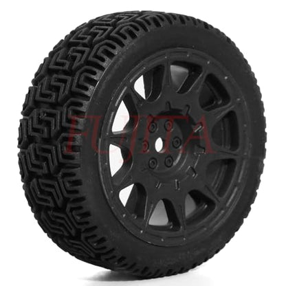 fujita 1/10 RC ON-Road Rubber Racing Tire Rim 68mm OD for 1/10 RC Rally Car Tamiya XV01 XV02 TT02 PTG HSP RGT Kyosho FAZER MK2 PTG （Black A） - color: Black a