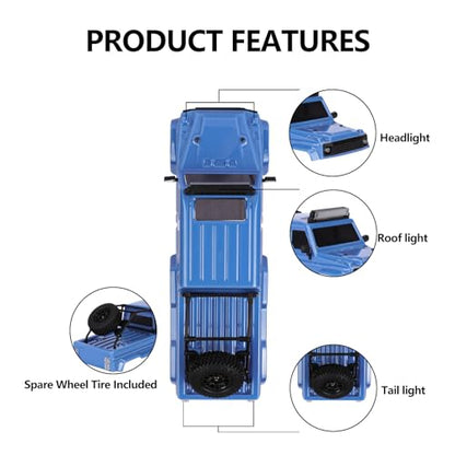 SCX24 Body 6x6 Conversion Kit PC Body with Lights Frame-Axle Assembly for Bronco JLU C10 Basecamp Axial SCX24 6×6 RC Crawler Upgrades - style: Blue