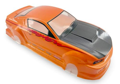 Preprinted PVC Body Shell for 1/10 On Road Racing Drift Car, No Cut, 1:10 Scale (Ford Mustang, Yellow) - style: Ford Mustang, Yellow