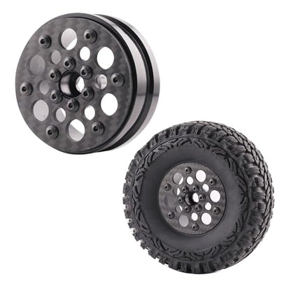 Beadlock Wheel Rims 4PCS 1.9" Upgraded Carbon Fiber Aluminum Wheel Hub Compatible with 1/10 RC Crawler Gen8 TRX-4 Axial VS4-10 Capra SCX10 RC Car Accessories (Patten E) - color: Patten E