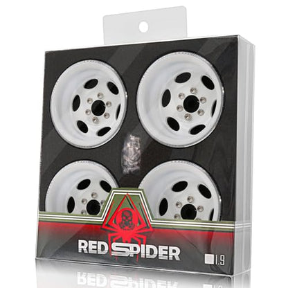 REDSPIDER•Negative Offset -10mm 1.9'' Beadlock Wheels Deep Dish Metal(4pcs) Retro Design for Scale 1/10 RC Crawler Axial SCX10 TRX4 VS4-10 Redcat Gen8 RC4WD D90 Rock Crawler (White) - color: White