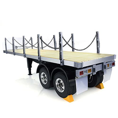 US in Stock, RC Tractor Flatbed Semi Trailer Truck 1/14 2Axle Compatible with DIY Tamiya Construction Vehicle Model