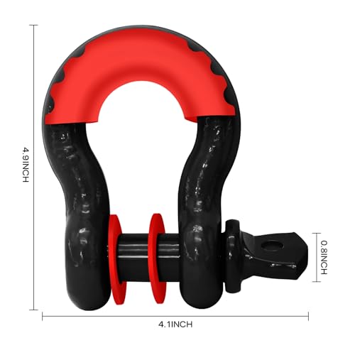 2 Pack D Ring Shackles 3/4" Shackle 41,887Ibs Break Strength - Heavy Duty Clevis Shackles with 7/8" Screw Pin and Isolator Washer Kit for Tow Strap Winch Off Road Vehicle Recovery, Black - color: BLACK-S