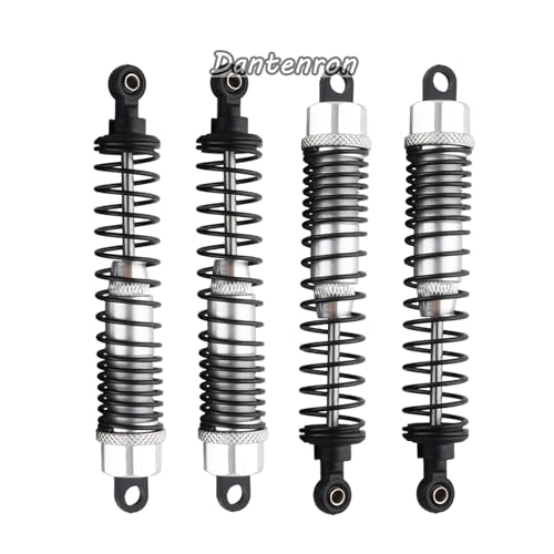 4Pack 1/10 RC Truck Car Adjustable Shock Absorber Damper 108004 Upgrade Parts 108mm Oil 108mm Oil Adjustable Alloy Aluminum Shock For 1:10 HSP 94188 94108 94111 Redcat Volcano (Silvery) - color: Silvery