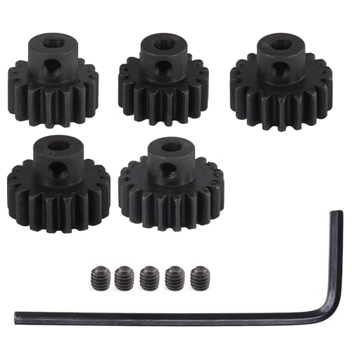 0.8M Hardened Steel Pinion Gear Set 1/8 inch 3.175mm Hole 15T 16T 17T 18T 19T with Hex Key for RC Brushless Brush Motor RC Car Upgrade(Compatible with 0.8 Metric Pitch) - size: 15 16 17 18 19T