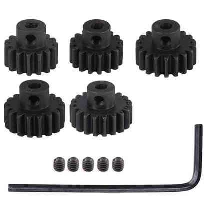 0.8M Hardened Steel Pinion Gear Set 1/8 inch 3.175mm Hole 15T 16T 17T 18T 19T with Hex Key for RC Brushless Brush Motor RC Car Upgrade(Compatible with 0.8 Metric Pitch) - size: 15 16 17 18 19T