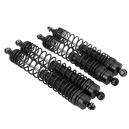1/10 RC Shock Absorbers 150mm 135mm Aluminum Alloy 4mm Shaft 4-Piece Set, Adjustable Threaded Preload for Axial Ryft 4WD, OilFilled CoilOver Damping for Rock Crawling (Black) - color: Black