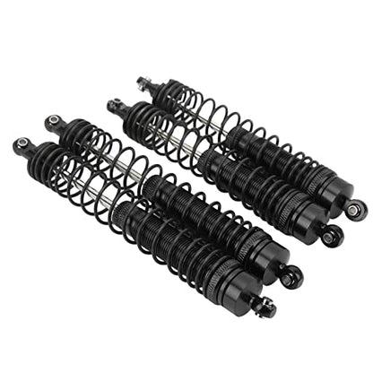 1/10 RC Shock Absorbers 150mm 135mm Aluminum Alloy 4mm Shaft 4-Piece Set, Adjustable Threaded Preload for Axial Ryft 4WD, OilFilled CoilOver Damping for Rock Crawling (Black) - color: Black