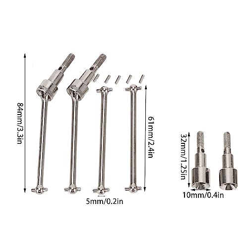 1/16 RC Car Drive Shaft Set Front Rear CVD Axle Kit Compatible with 16101 16102 16103 16201PRO High Strength Steel Drive Shafts for 1/16 Scale RC Cars