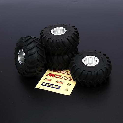 RCAWD Alloy TRX4M Monster Truck Wheel And Tires for 1/18 TRX4M Series Upgrades Part Silver - color: Silver