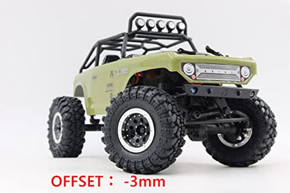 Adjustable Offset 1.0 rc Wheels Rims Silver Black & 1/24 Tires, Heavy 1.0 Beadlock Wheels and Tires for 1:24 RC Crawler Axial SCX24 Upgrade,(4-Pack, Assembled) - color: Silver & Black