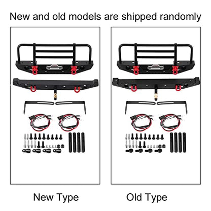 Metal Front Rear Bumper with LED Lights, for SCX10II 90046 1/10 RC Crawler Car