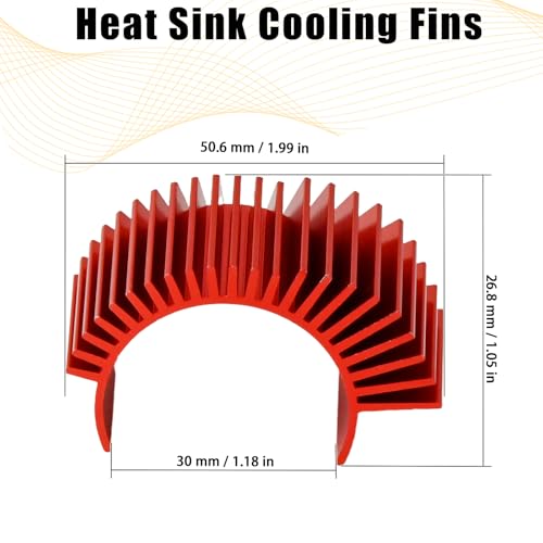5PCS Aluminum Heatsink Electric Engine Motor Heat Sink Cooling Fins Replacement for #03300, Compatible with 1/10 HSP Traxxas HPI Tamiya Losi 550 540 3650 Size Brushed/Brushless Motors (Red) - style: Red