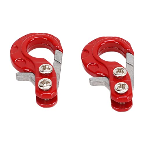 RC Winch Trailer Hook Set 2Pcs, 0.9x0.5in/2.3x1.3cm | Aluminum Alloy | 1/10 Crawler Truck | SCX10 D90 Compatible | Simulation Design | RC Car Accessory(Red) - color: Red