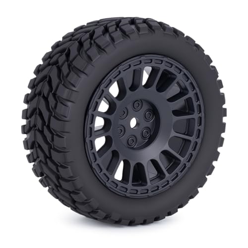 4PCS RC Rally Car Tyres 12mm Hex Hub Wheel Rims Tires NOT Pre-Glued for 1/16 1/14 1/12 1/10 Scale Off Road Buggy On-Road Touring Car Upgrade Parts (Black) - color: Black