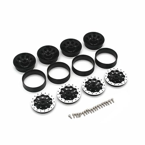 4PCS Metal Beadlock Wheel Hub Wheel Rim ＆ Rubber Tire for WPL C14 C24 C34 C44 B14 B24 B16 B36 MN MN78 D90 MN90 MN91 MN96 MN98 MN99 MN99S RC Car Upgrade Parts (Red) - color: Red