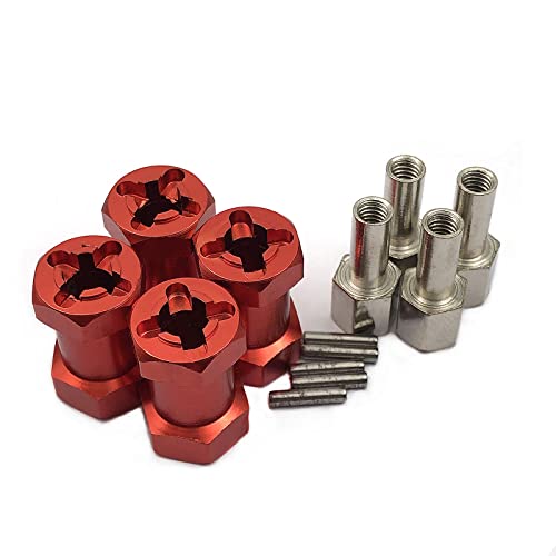 FainWan 4-Pack 12mm Wheel Hex Hub 20mm Extension Adaptor Longer Combiner Coupler for 1/10 RC Crawler Scx10 D90(Red)
