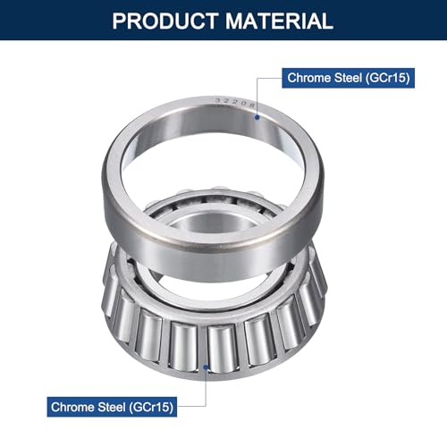 2 Pack 32208 Tapered Roller Bearing Cone and Cup Set | 40mm Bore 80mm OD 25mm Cup Width, Chrome Steel Taper Bearings Set, ABEC-3 - size: 32208