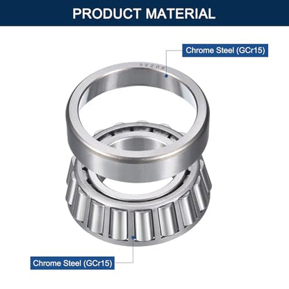 2 Pack 32208 Tapered Roller Bearing Cone and Cup Set | 40mm Bore 80mm OD 25mm Cup Width, Chrome Steel Taper Bearings Set, ABEC-3 - size: 32208