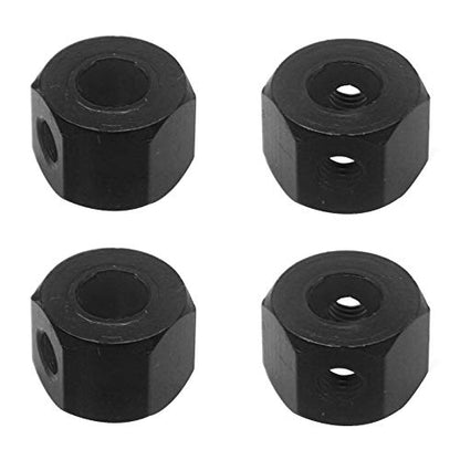 4Pack 12mm Metal Wheel Hex Hub Adapter Connector Compatible with WPL B14K C-14 C-24 1/16 MN-D90 MN-D90K MN45 MN99 1/12 RC Car Truck (Black) - color: Black