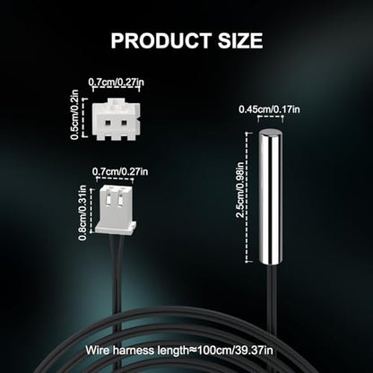 DROK 10K Temperature Sensor Probe 3pcs, 1 Meter Waterproof Temp Sensor Probe, Stainless Steel 3950 NTC Temp Sensor Probe, Digital Temperature Transmitter Extension Cable - size: 1-Meter/3.28ft