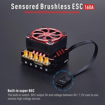 Surpass Hobby Thunder Power 540 V5R 13.5T Brushless Motor with 160A ESC Combo for 1/10 RC Racing Car Truck