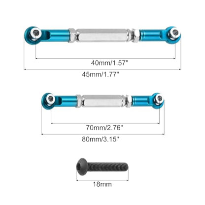 MECCANIXITY Adjustable Turnbuckles Camber Link Linkages Aluminum Alloy RC Car Steering Pull Rod Servo Linkages Tie Rod for 2WD 1/10 RC Car Crawler（Blue） - color: Blue