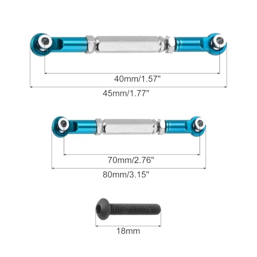 MECCANIXITY Adjustable Turnbuckles Camber Link Linkages Aluminum Alloy RC Car Steering Pull Rod Servo Linkages Tie Rod for 2WD 1/10 RC Car Crawler（Blue） - color: Blue