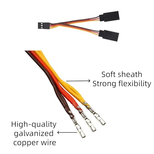6 Pcs 7cm JR/Futaba Style Servo Extension Cable 1 to 2 Y Harness Leads Splitter Cable Male to Female Extension Lead Wire for RC Models Drone Car