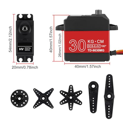 AITRIP 2 Pack High Torque Full Metal Gear 30KG Digital Servo Motor, Upgraded Waterproof Steering RC Servo for 1/8 1/10 Scale RC Car Crawler Control Angle 180° - color: 30kg