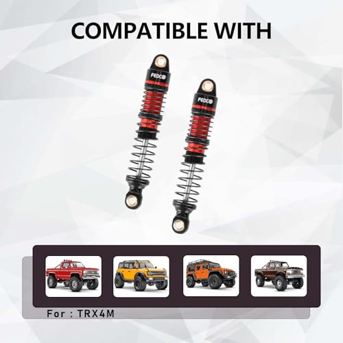 DSS18 Shocks 51MM Oil-Filled Dual Spring Shock Absorber CNC Long Threaded Oil Damper With Spring For TRX4MT TRX4M Upgrades 1/18 RC Crawler - style: 51mm red