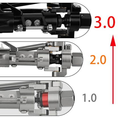 Front Rear Complete Axle Set with 3.0 Version Axle Shaft for Axial SCX10 RC4WD D90 1/10 RC Crawler Upgrade Parts - color: Black