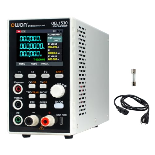 OWON Programmable DC Electronic Load OEL1530, DC 150V 30A Maximum 300W, USB/RS232, CV CC CR CP 4 Operation Modes, 5kHz Dynamic, Lab Bench Power Tester with 2.8” TFT Color LCD Display - size: OWON-OEL1530