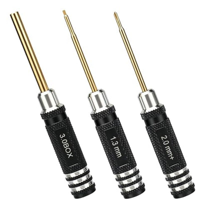 Multi-Size RC Screwdrivers Set, daitoku RC Aluminum Tool Kit Hex 1.3mm PH 2.0mm+ Mini Box Nut 3.0mm for AXIAL 1/30 SCX30