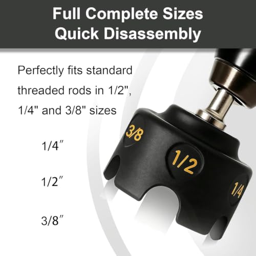YWG Threaded Rod Nut Runner, Slotted Wing Nut Driver Drill Attachment for 1/4", 3/8" and 1/2" Rods, Hex Shank Bolt Remover Tool for Conduit Racks & Strut Systems