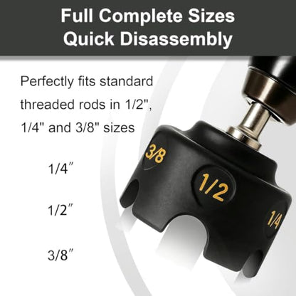 YWG Threaded Rod Nut Runner, Slotted Wing Nut Driver Drill Attachment for 1/4", 3/8" and 1/2" Rods, Hex Shank Bolt Remover Tool for Conduit Racks & Strut Systems