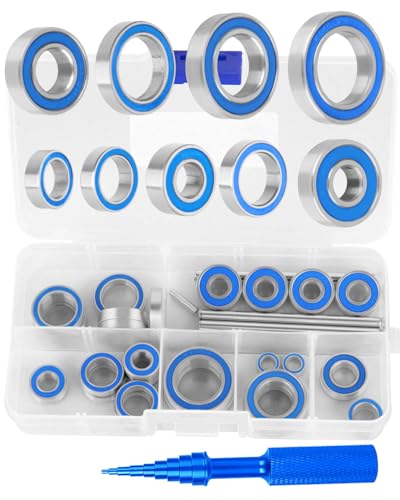 RC 27Pcs Bearings Kit Upgrades Part for 1/10 Maxx 4S / 89076-4,Rubber Sealed Precision Ball Bearings,Navy Blue - color: 1 Set - Navy Blue
