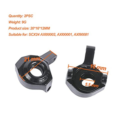 Aluminum Front Steering Knuckles for 1/24 RC Crawler Axial SCX24 Upgrades Parts - 2Pcs (Black)