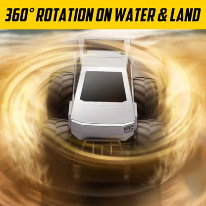 STEMTRON 1:16 Waterproof Cyber Truck Amphibious RC Car 4WD for Water & Land | Remote Control Cars 2.4GHz All Terrain 360° Rotatable,monster truck toys Gifts for Kids Boys Girls