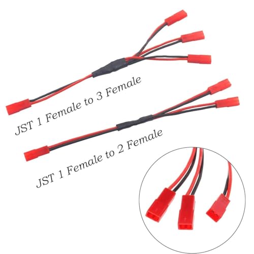8Pcs JST Plug Y Splitter,JST to JR Male Female Wire Adapter JST Y-Harness Connectors Parallel Extension Cable Compatible with RC Car Traxxas TRX-4 RC Crawler ESC Battery Cooling Fan Led Lights