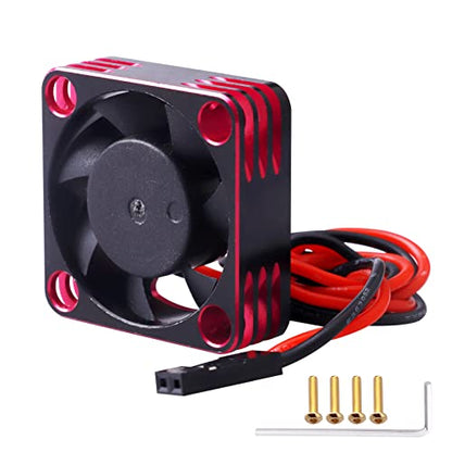 30mm RC Cooling Fan Kit Heatsink for 540 550 Brushed Brushless Motor ESC Aluminum Case (Black&Red) - color: Black&Red