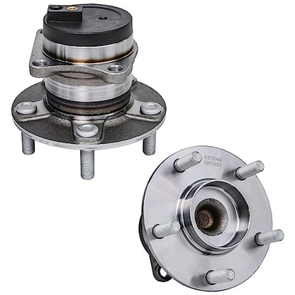 Detroit Axle - FWD Front Steering Knuckles w/Hub + Rear Wheel Hub Bearings | Replacement for 2007-2012 Mazda CX-7 - size: 4UW50455/Kit