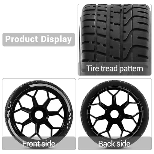4PCS RC Highway Off-Road Truck Wheels & Tires - Compatible with 1/8 Typhon 6S BLX, 1/7 Infraction 6S BLX/Limitless - Foam Insert Plastic Rims （4 Small ） (black) - color: black