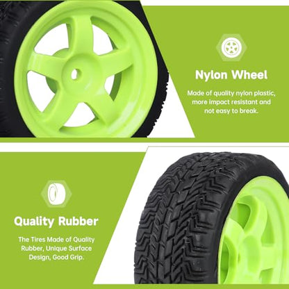Pre-Glued OD 2.6" 12mm Hex Wheels Rims and Rubber Tires for Traxxas Tamiya HPI HSP Redcat RC 1/10 On Road Racing Car, Set of 4 (Color H) - color: Color H