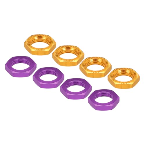 MECCANIXITY Aluminum 17mm RC Wheel Nut Thread M12x1.0mm Hex Wheel Nuts RC Wheel Nut for 1/8 RC Model Car Trucks Off Road Car Upgraded Parts Pack of 8(Purple & Gold) - color: Purple & Gold