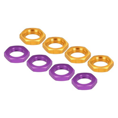 MECCANIXITY Aluminum 17mm RC Wheel Nut Thread M12x1.0mm Hex Wheel Nuts RC Wheel Nut for 1/8 RC Model Car Trucks Off Road Car Upgraded Parts Pack of 8(Purple & Gold) - color: Purple & Gold