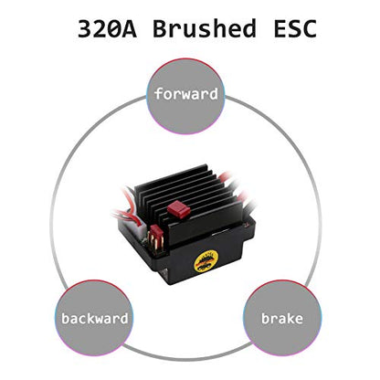 GoolRC 320A ESC Brushed Forward Reverse Electric Speed Controller with Brake Waterproof Support 2-3S Battery Replacement for HSP Redcat Traxxas Tamiya RC Car Boat