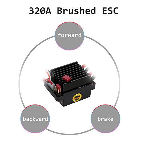 GoolRC 320A ESC Brushed Forward Reverse Electric Speed Controller with Brake Waterproof Support 2-3S Battery Replacement for HSP Redcat Traxxas Tamiya RC Car Boat