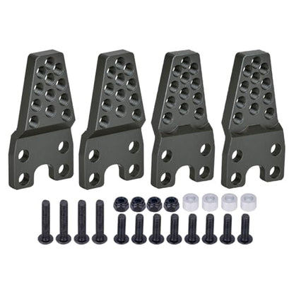 4PCS CNC Aluminum Shock Mount for TRX4 SCX10 1/10 RC Crawler | Black anodized,lightweight & durable.Adjust height & angle for optimal suspension tuning.For SCX10 II 90046, D90, D110.