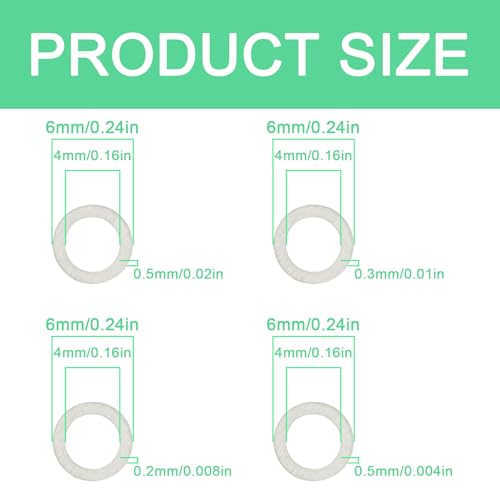 M4×6mm 304 Stainless Steel Shim Washers, 48-Piece Ultra-Thin Spacer Set | 0.1/0.2/0.3/0.5mm thickness selection for precise gap control in electronics, robotics, miniature assemblies and DIY repairs - size: M4x6